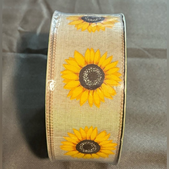Other - Members Mark Premium Wired Edge Ribbon With Sunflower Design 2.5" W x 50 Yards